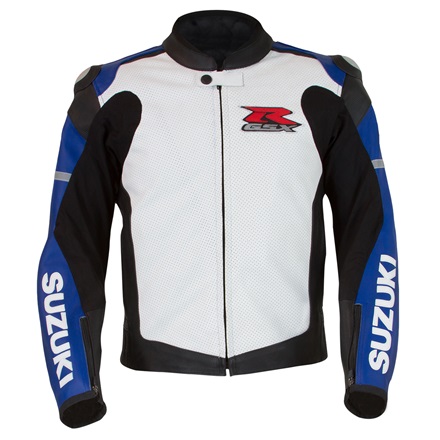 GSX-R Leather Jacket, Blue/White picture